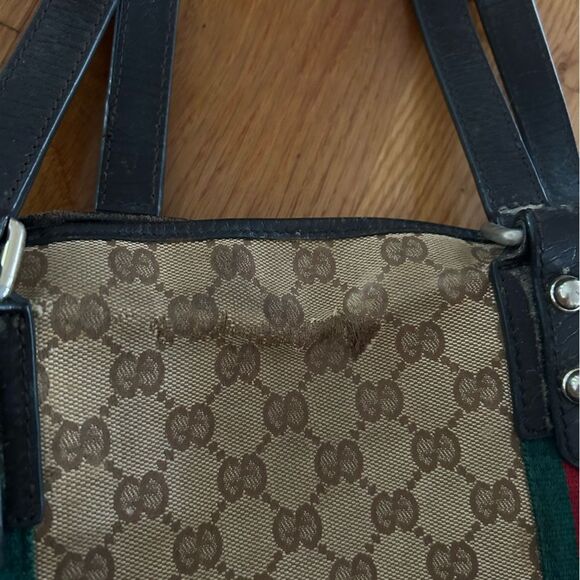 Vintage Gucci canvas leather Sherry tote with charms - Picture 8 of 14